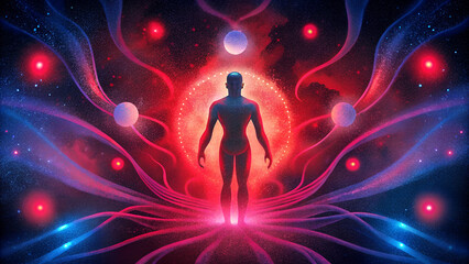 Cosmic Being Emanating Energy and Light Through the Universe