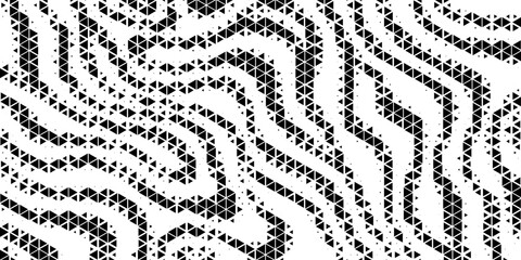 Abstract geometric black and white deco art halftone hexagone and triangle print pattern