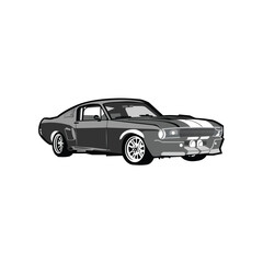 Naklejka premium A Vector Illustration of A Dark Gray Muscle Car.eps