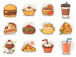 fast food icons set 3