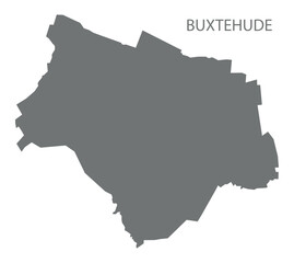 Buxtehude city map with boroughs grey illustration silhouette shape