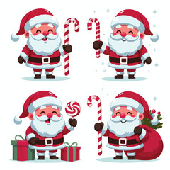 Happy Santa Claus holding candy cane