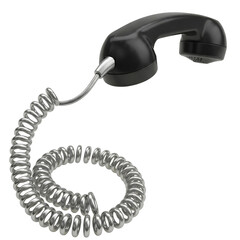 vintage telephone with rotary dial, classic retro phone with metal details and curled cord, nostalgic communication device isolated on transparent background PNG