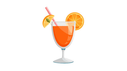 Refreshing orange juice cocktail drink with straw and orange slice garnish vector illustration design