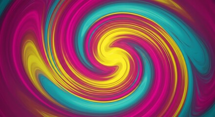 Obraz premium Dynamic Abstract Swirl Background with Vibrant Magenta, Teal, and Yellow Colors – A Creative Concept of Fluid Energy and Movement for Modern Design