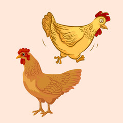 Hen chicken hand drawn vector illustration Poultry farm animal isolated on white background
