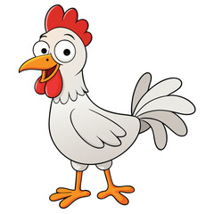 Cartoon Chicken With Googly Eyes On A White Background