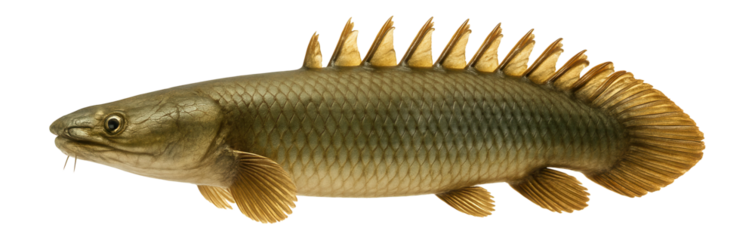 Polypterus bichir with elongated form and distinctive dorsal fin spines