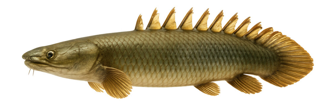 Polypterus bichir with elongated form and distinctive dorsal fin spines
