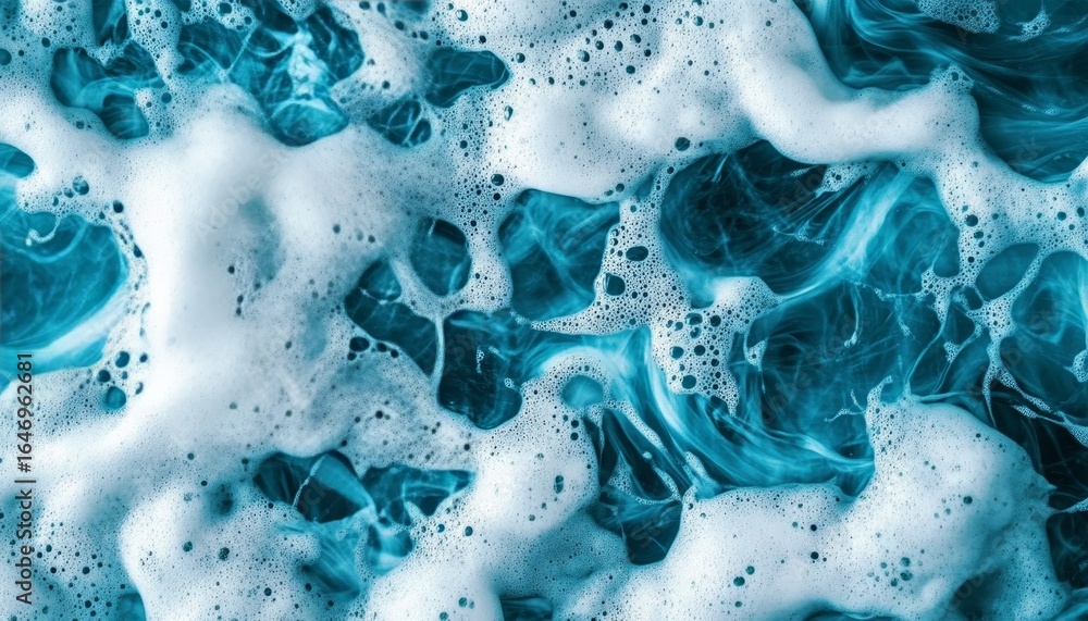 Poster dynamic interplay of azure hues and creamy swirls evokes motion and depth in an artistic embrace.