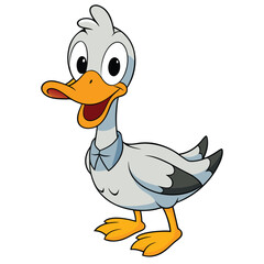 Cartoon Duck with Happy Expression in format on white