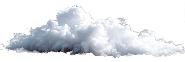 Fluffy white cumulus cloud against a plain white background