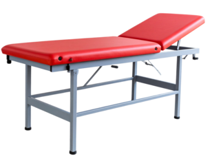 Medical Examination Table with Red Cushion, Isolated on Transparent Background