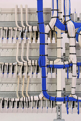The reverse side of the electrical panel. Under copper insulated electrical wires to modules...