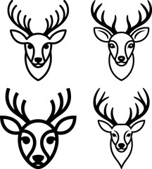 Fototapeta premium Elegant stylized deer heads with majestic antlers, creating a sophisticated woodland aesthetic.