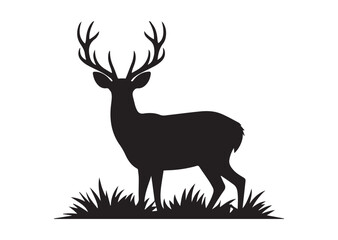 Deer in the wilderness silhouette vector illustration