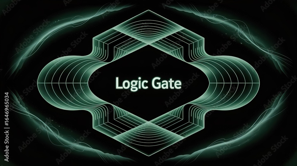 Poster logic gate: the image shows the complex digital structure of a logic gate, reflecting the intricacie