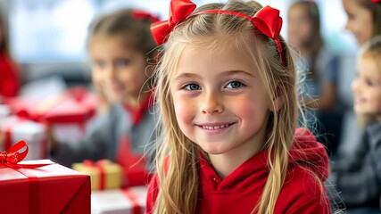 Kids in orphanage joyfully craft and wrap presents together, showcasing creativity and festive spirit