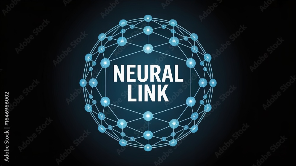 Poster neural link: a mesmerizing visualization of the neural link, depicting a dynamic network of intercon