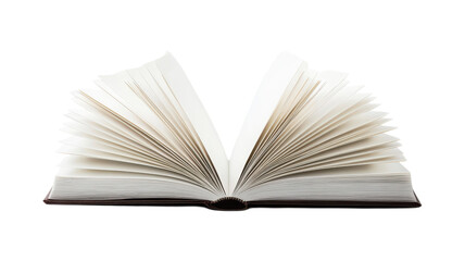 An open book displays its pages fanned out, inviting creativity with blank spaces for writing or drawing