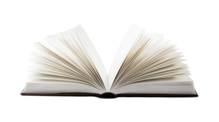 An open book displays its pages fanned out, inviting creativity with blank spaces for writing or drawing