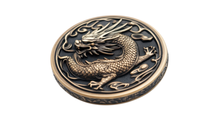 Detailed dragon medallion shines with intricate artistry, symbolizing strength and power in a unique collectible