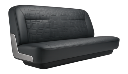 Vinyl rear bench seat with embossed pattern and single-piece backrest