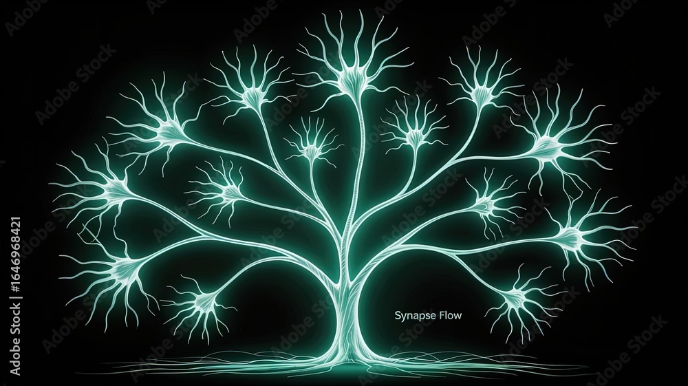 Poster synapse flow: a captivating illustration of neural networks, symbolizing the interconnectedness of t