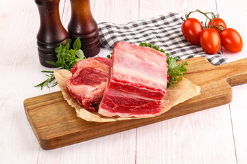 Raw beef rib for cooking