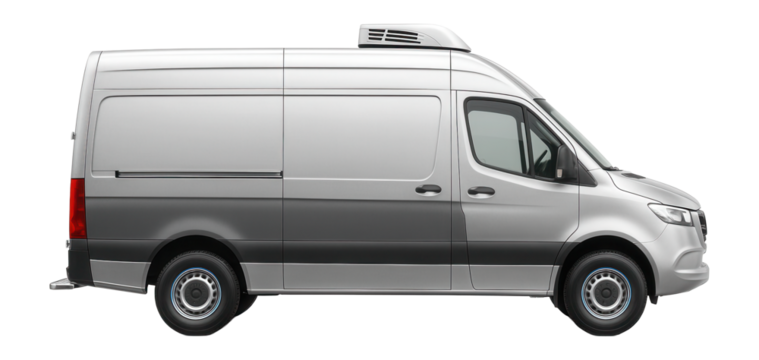 Refrigerated cargo van with reinforced side walls and rear step bumper