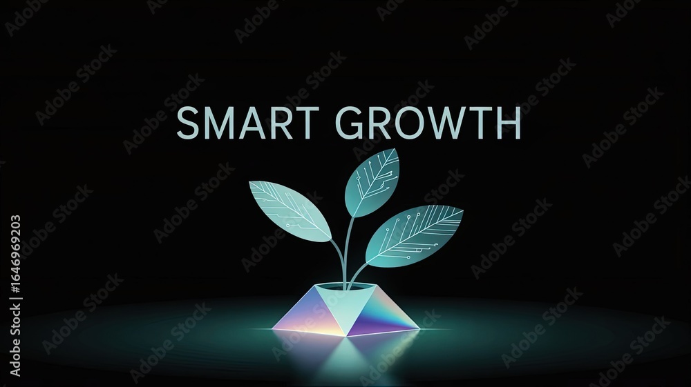 Poster smart growth: a digitally crafted image showcasing 'smart growth', symbolizing the interconnectednes