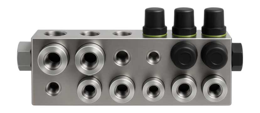 Hydraulic manifold with multiple connection points and pressure relief valves