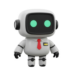 Cute White Robot Character Standing Proudly Against A Transparent Background Concept