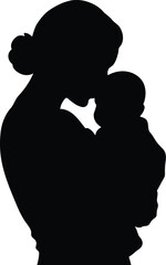 Mother and baby silhouette tender embrace