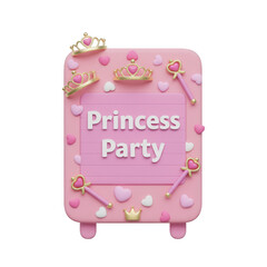 Princess Party Frame With Crowns Hearts Wands Decoration On Transparent Background