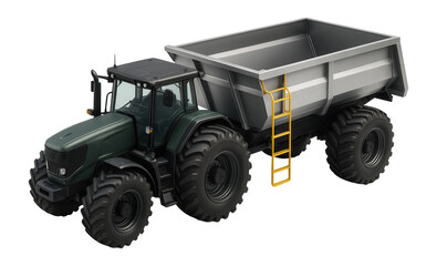 Tractor with a high-capacity dump trailer and integrated ladder access