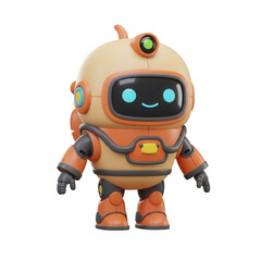 Illustration Of A Cute Robot Character With A Cheerful Expression On A Transparent Background
