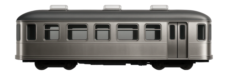 Vintage subway car with an arched roof and prominent roof-mounted air intakes