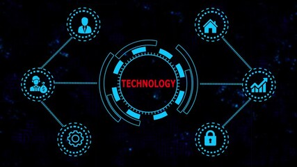 Futuristic Finance Technology Animated Interface Digital H U D Elements for Business Investment and Data Visualization Abstract Background with Glowing Blue Graphics and Financial Icons for - Powered by Adobe