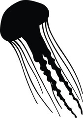 Black jellyfish silhouette ocean life