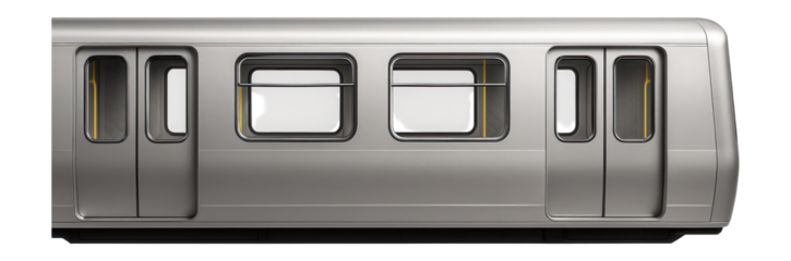 Metro car with color-coded handrails and textured wall panels