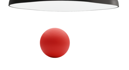 Perfectly rendered vibrant red sphere with subtle texture on a transparent background, soft studio lighting, ample negative space, concept of precision and innovation