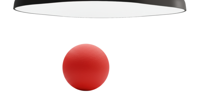 Perfectly rendered vibrant red sphere with subtle texture on a transparent background, soft studio lighting, ample negative space, concept of precision and innovation