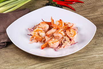Shrimp cocktail with salad and sauce
