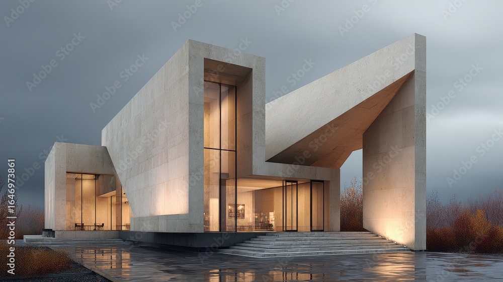 Poster conceptual museum with simple lines and strong geometry