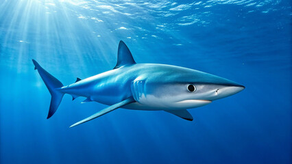 Fototapeta premium Shark Underwater – Ocean, Fish, Predator, Sea, Marine, Blue, Water, Dangerous, Wildlife, Nature, Animal, Swimming, Aquatic, Wild