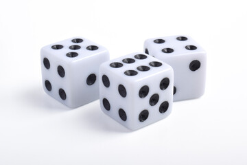 Three dices isolated on white background