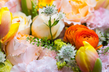 Korean Floral Bouquet in Orange Shade