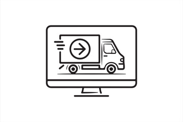 Fast Order Fulfillment Symbol on Computer Monitor