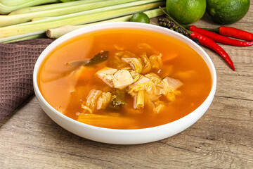 Korean kimchi soup with seafood